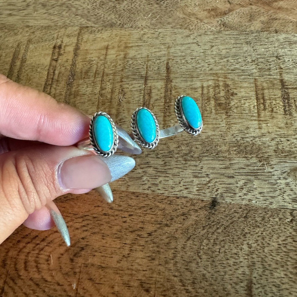 Sterling Silver Turquoise Double Ring